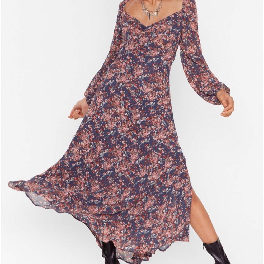 Nasty gal floral blue dress - brand new!
